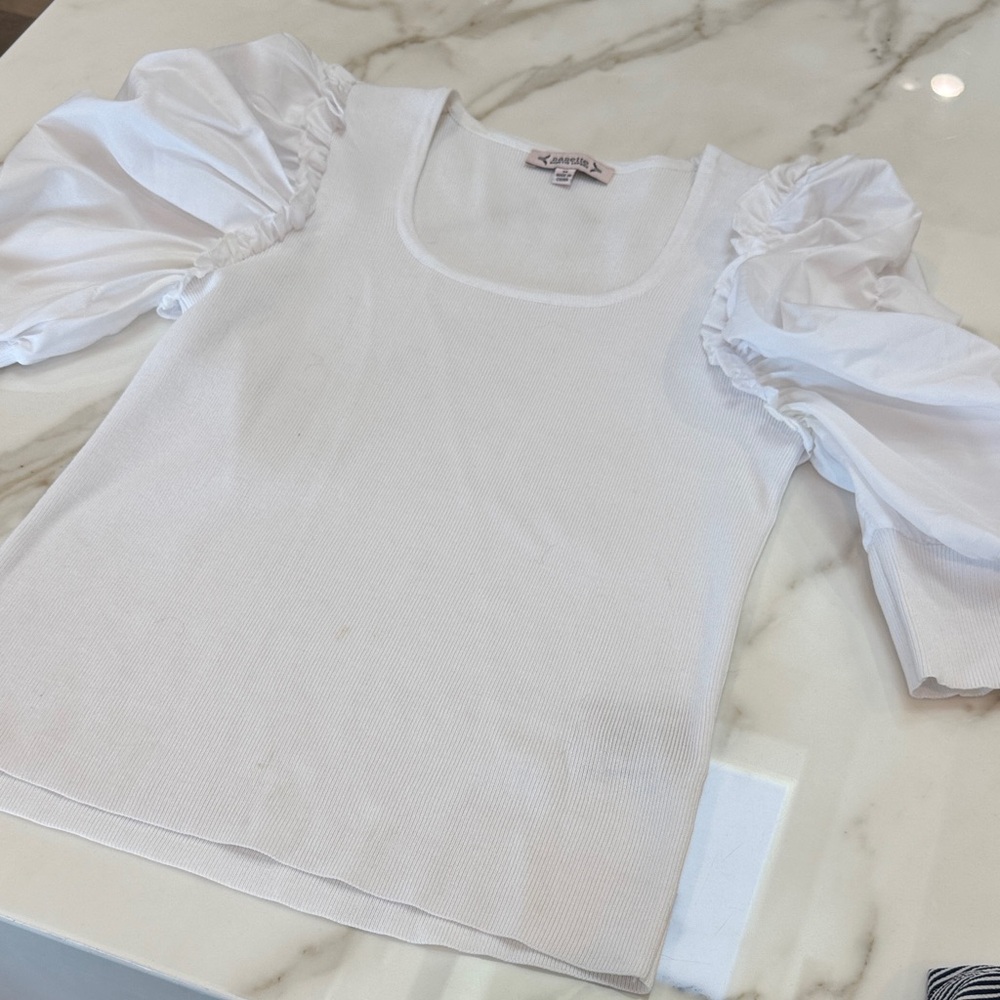 Cameo White Puff Sleeve Blouse